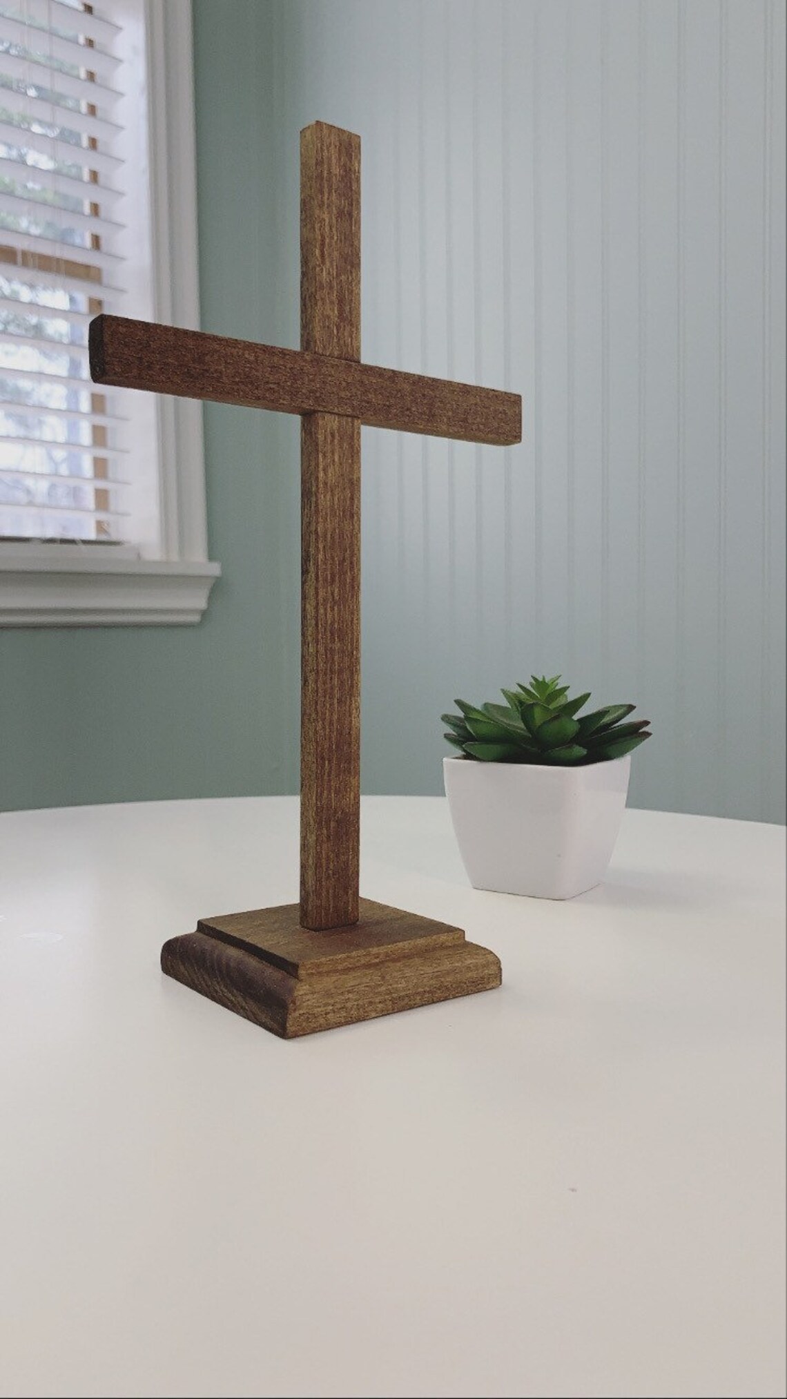 Wooden Cross 12 Stand Up Cross Cross With Base Handmade Etsy