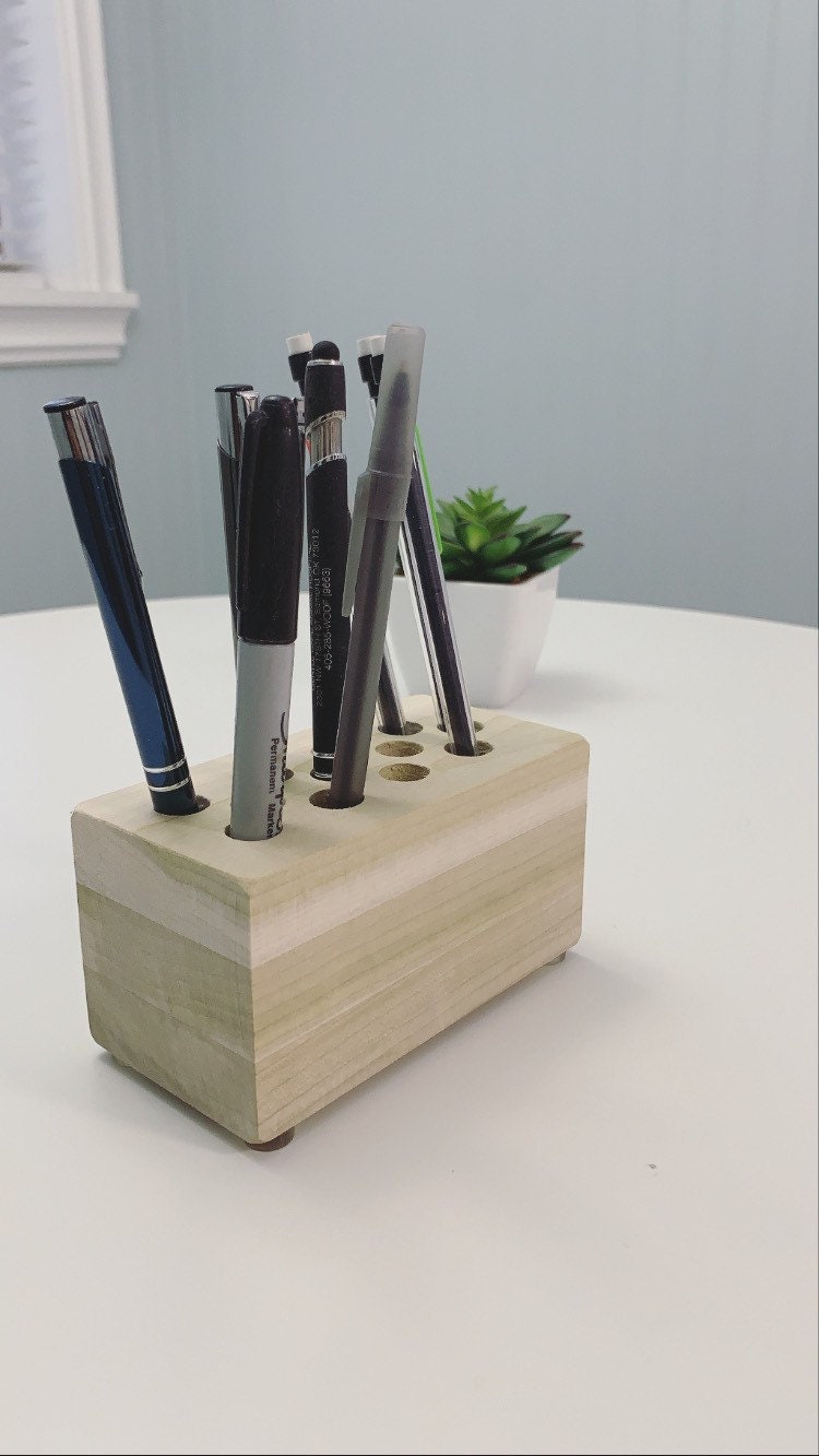 Handmade Pencil Holder Wooden Pencil Holder Poplar Wood Etsy