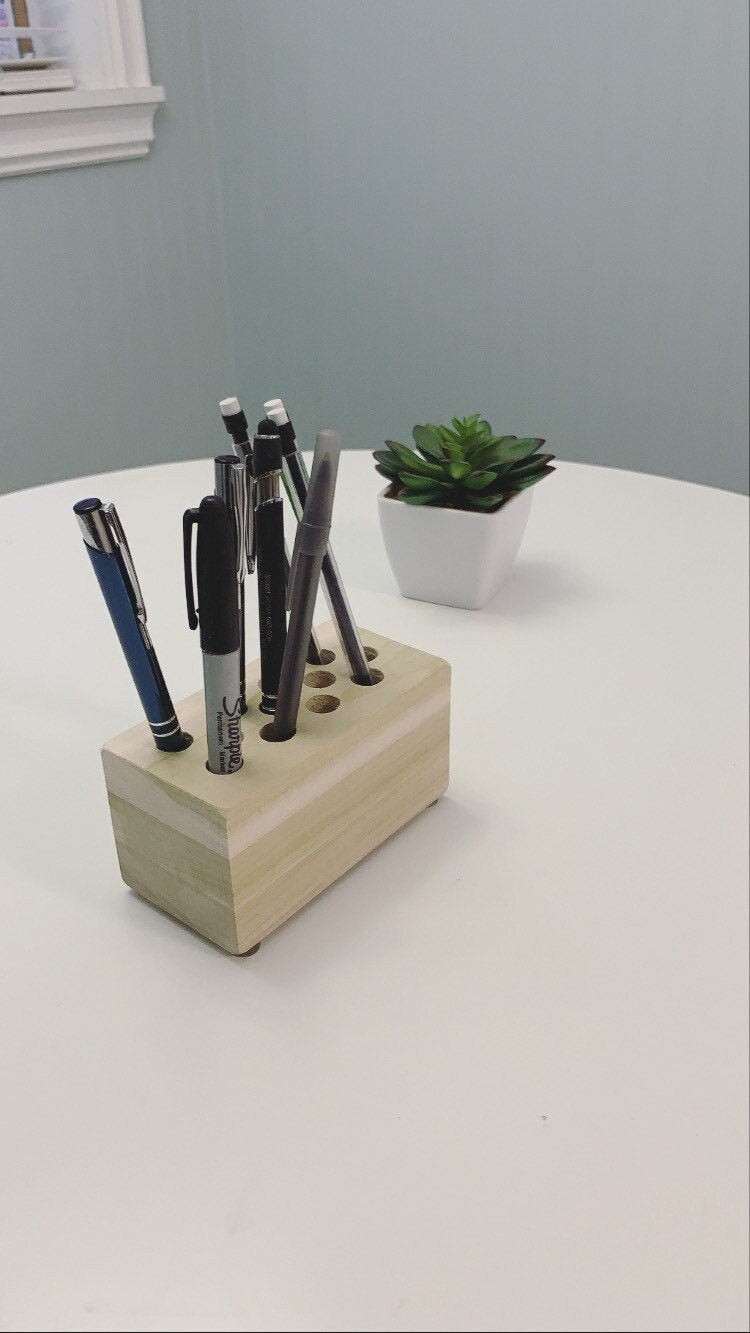 Handmade Pencil Holder Wooden Pencil Holder Poplar Wood Etsy