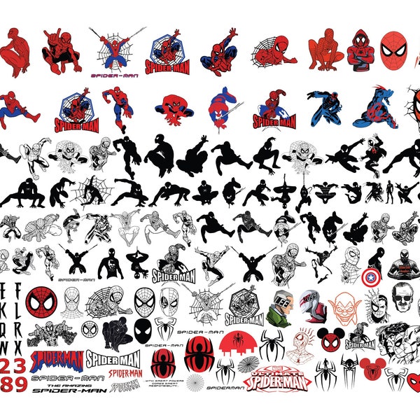 SPIDERMAN SVG Bundle, Spider-Man Svg Cut Files for Cricut, Spider Man Clipart, Spiderman Silhouette