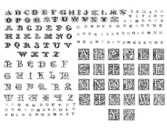 ALPHABET ILLUSTRATION ANTIQUE, Lettres ornementales , Eps fichiers coupés , Alphabet Svg , Anciennes lettres ornementales , Monogramme d’ornement Svg