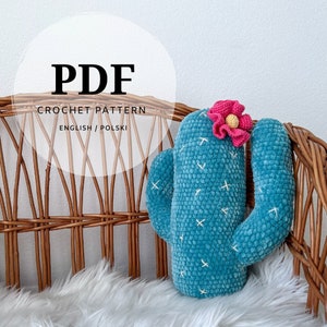 schema all'uncinetto per cactus in fiore con fiore, cuscino e decorazione per il giardino dei bambini, selvaggio west, per gli amanti degli animali
