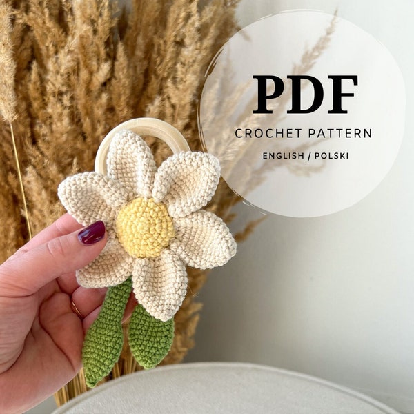 Crochet Flower Teether Pattern, Newborn Gift (PDF Pattern)