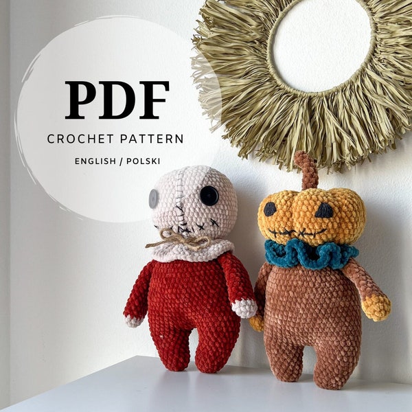 a crochet pattern for a set of two scary mascots, a gift idea for a teenager, for any occasion, a pack of patterns