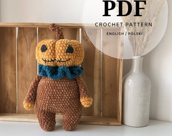 Crochet Pumpkin Mascot Pattern: Scary Halloween Toy (PDF Pattern)