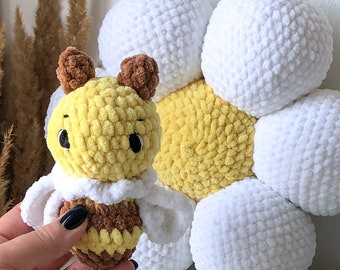 Bee Crochet Pattern Bundle, Daisy Pillow Amigurumi PDF, English Polish Tutorial