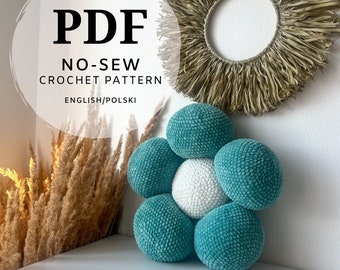 crochet pattern for a round flower without stitching, a simple pattern for beginners