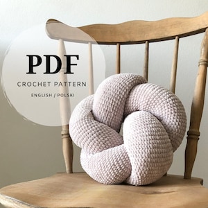The PDF crochet pattern for a knot pillow easy to make, perfect for a modern home gift appearance