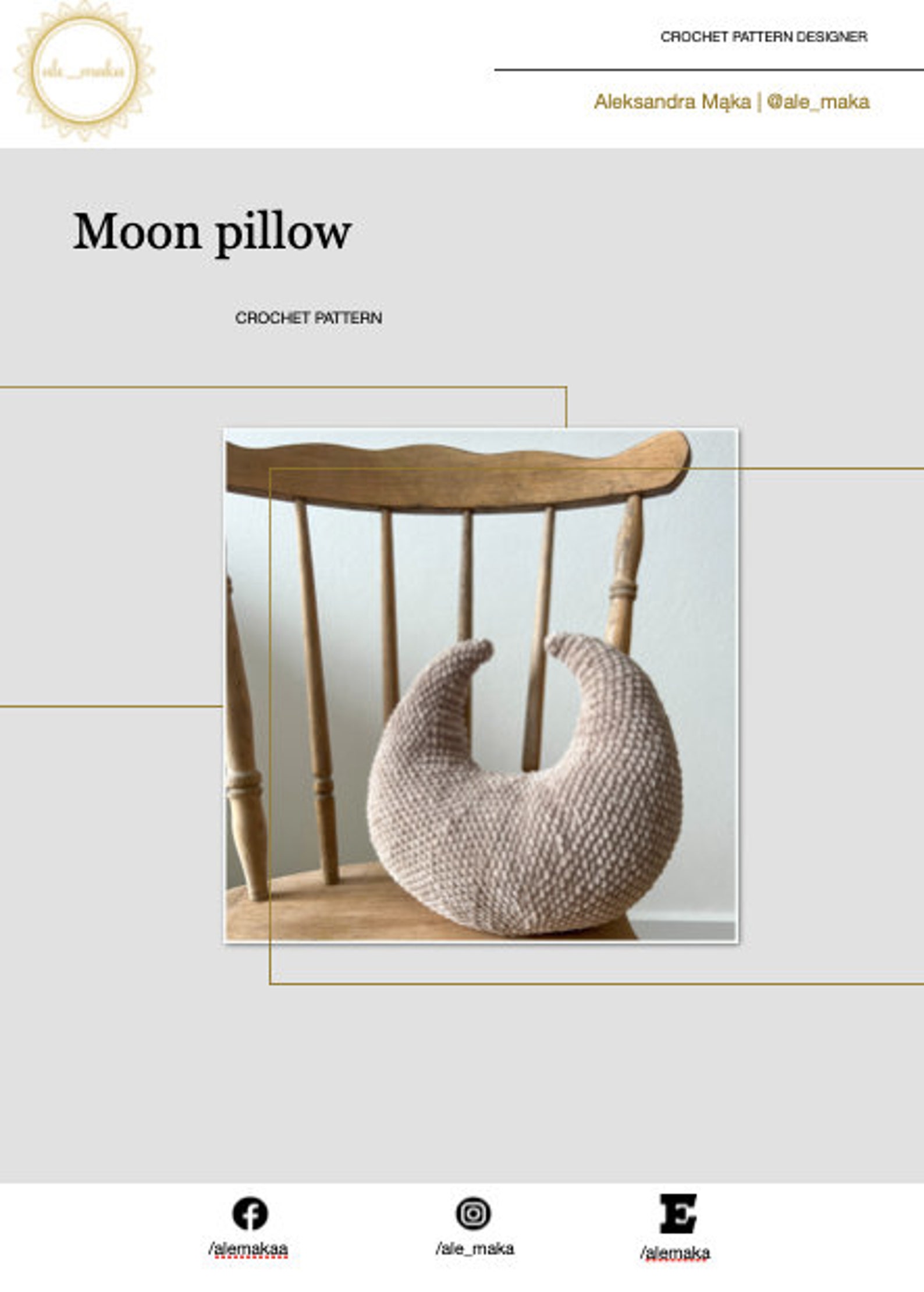 Crochet Pattern for Moonshaped Pillow Modern Decorative Etsy