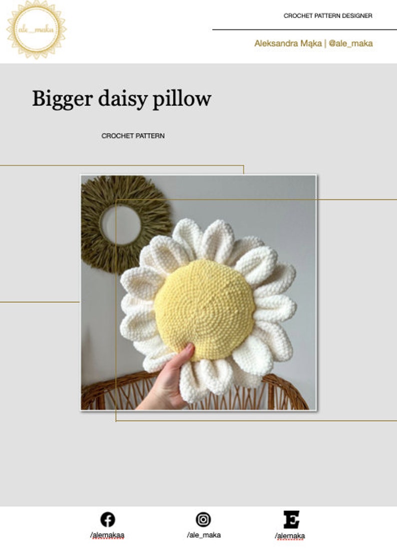 crochet pattern for a large daisy pillow, easy home decoration, gift idea for granddaughter, daughter, friend image 9