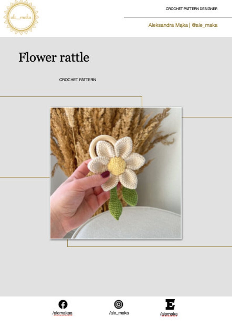 wzór szydełkowy na gryzaczek kwiatuszek ściągany, unikatowy prezent dla noworodka, bociankowe, od babci, łatwa w wykonaniu zabawka zdjęcie 9