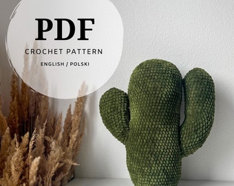 crochet PDF pattern for a large cactus pillow, decoration idea for a boy's or girl's room