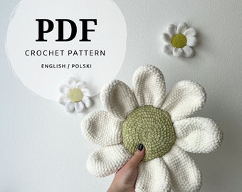 crochet pattern for a set of flowers, a large pillow and small floral decoration elements, a beautiful bouquet of flowers and ornaments