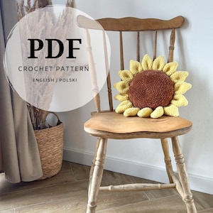 crochet pattern for the sunflower pillow, autumn decoration fits into any room