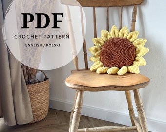 crochet pattern for the sunflower pillow, autumn decoration fits into any room