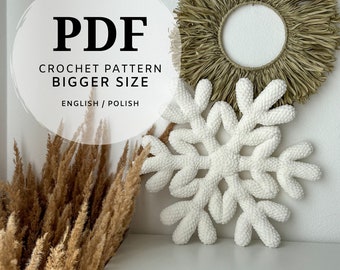 Crochet pattern for a snowflake pillow, Christmas home decoration, Christmas