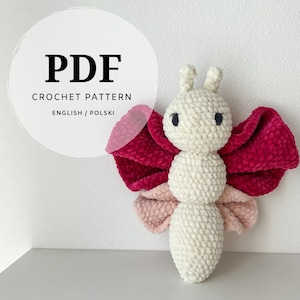 crochet pattern for a beautiful amigurumi butterfly, easy to make crochet mascot, always a hit gift for a girl for her birthday