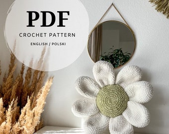 crochet pattern for pillow margarette flower, daisy without stitching, Amigurumi method, floral decoration of a girl's room