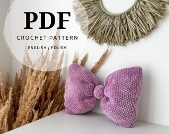 No-Sew Crochet Bow Pillow Pattern PDF — Beginner-Friendly Instant Download