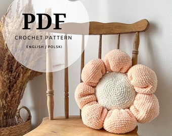 crochet pattern pdf flower pillow, a stylish addition to a children's room decoration, a gift from grandma for a baby shower, Christmas tree