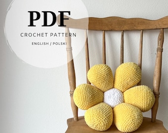PDF Crochet Pattern, Fluffy Flower Pillow, for Home Decor