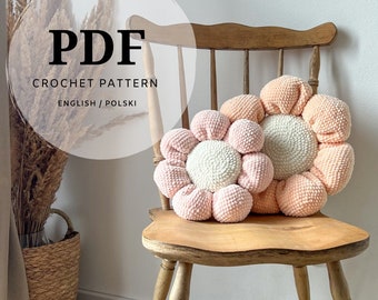 crochet pattern pdf for a set of two flowers, one smaller, the other larger, instructions for decorating your own living room or bedroom