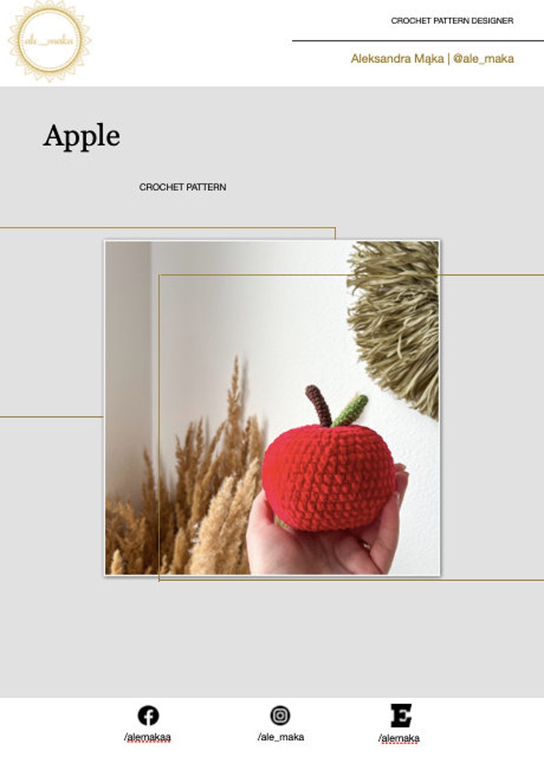 wzór szydełkowy na jabłuszko naturalnych wymiarów, uzupełnienie jedzenia w zabawkowej kuchni dla dziecka zdjęcie 9