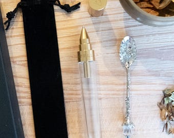 Empty Spell Pen Kit: DIY Fill Your Own Magick Glass Pen with Spells and Crystals, Charms, Beads, Jewelry, Crafts - Unique Gift Personalized