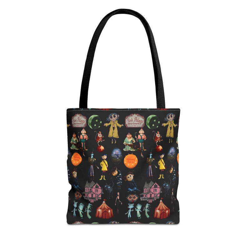 Halloween Coraline All-Over Print Tote Bag, Spooky Tote, Trick-or-Treat Bag, Witchy Shopping Tote, Unique Halloween Gift, Festive [ image 1
