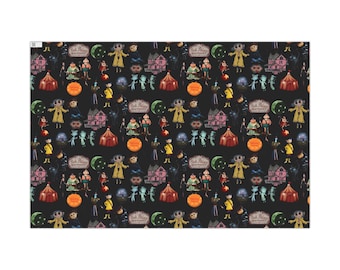 Coraline cadeaupapier Halloween-thema, spookachtig inpakpapier, feestartikelen, decoratie voor de feestdagen, unieke cadeauverpakking
