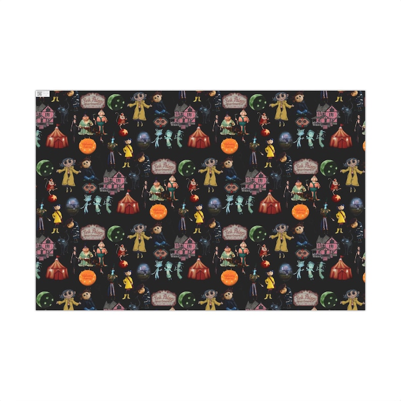 Coraline Halloween Themed Gift Wrap Papers, Spooky Wrapping Paper, Party Supplies, Holiday Decor, Unique Present Wrap image 1