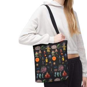 Halloween Coraline All-Over Print Tote Bag, Spooky Tote, Trick-or-Treat Bag, Witchy Shopping Tote, Unique Halloween Gift, Festive [ image 5