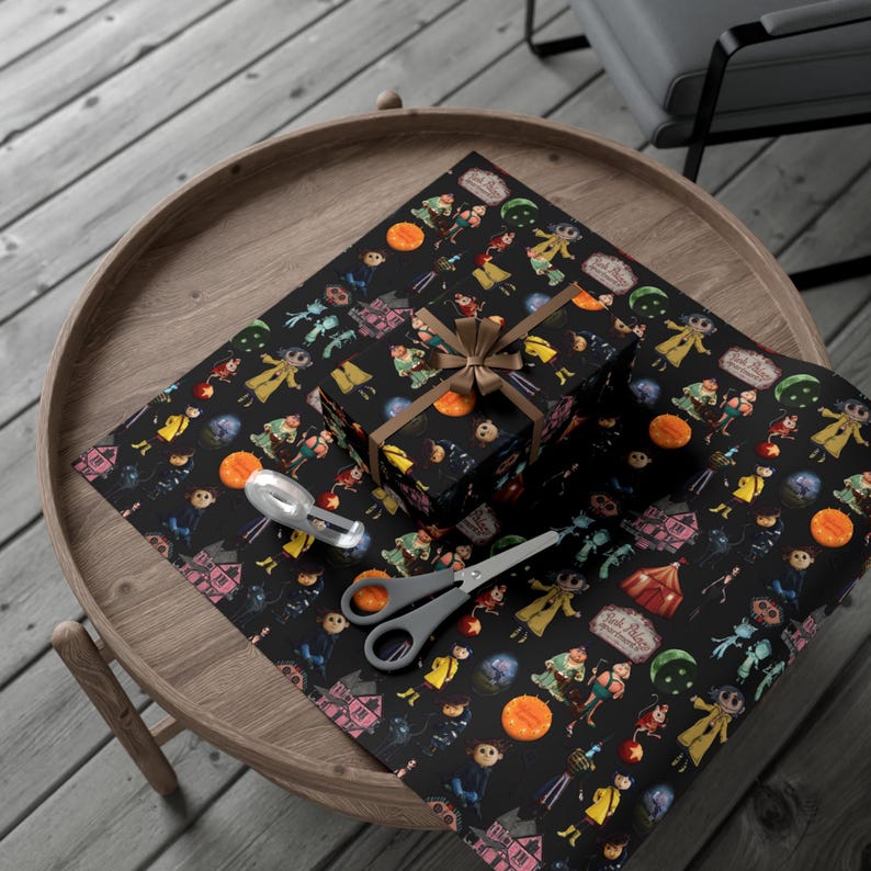 Whimsical Halloween Coraline Gift Wrap Papers, Fun Party Wrap, Colorful Holiday Packaging, Craft Supplies, Spooky Gift Decorations image 9