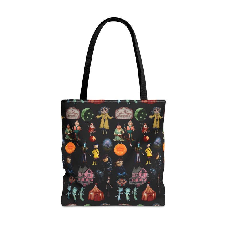 Halloween Coraline All-Over Print Tote Bag, Spooky Tote, Trick-or-Treat Bag, Witchy Shopping Tote, Unique Halloween Gift, Festive [ image 3