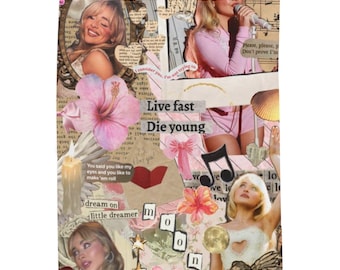 Sabrina Carpenter Collage Velveteen Plush Blanket