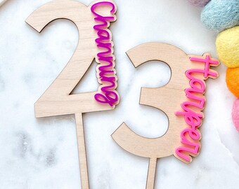 Personalized Number Cake Topper | Name and Number Cake Topper | Personalized Birthday Cake Topper
