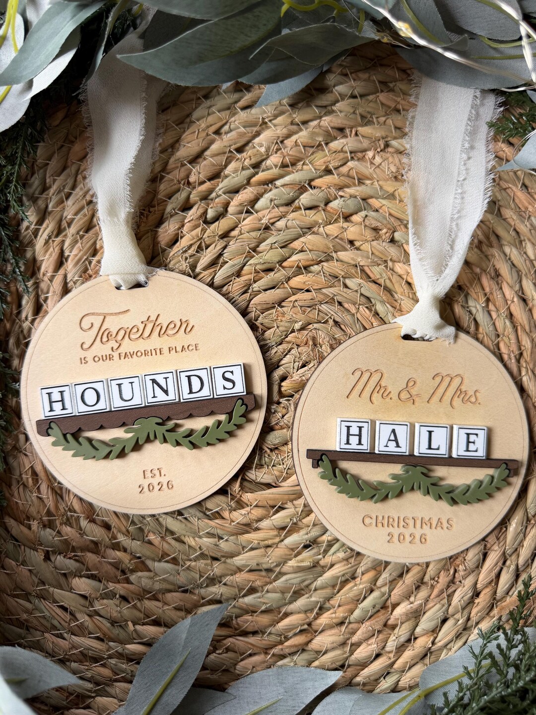 Scrabble Problem Scrabble Tile Family Christmas Ornament | Personalized Couple's ...