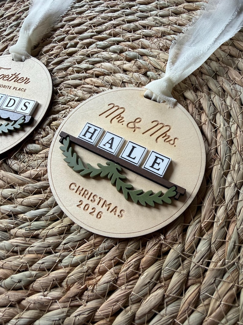 Scrabble Problem Scrabble Tile Family Christmas Ornament | Personalized Couple's ...