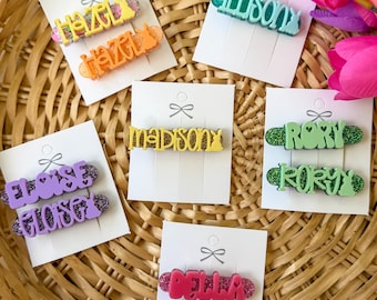 Easter Personalized Name Hair Clip for Kids | Custom Acrylic Alligator Clip | Left or Right Side Name Clip | Toddler Girl Hair Accessory