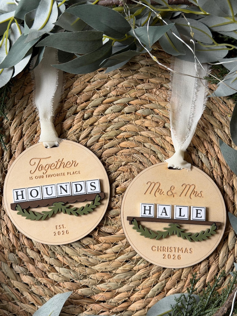 Scrabble Problem Scrabble Tile Family Christmas Ornament | Personalized Couple's ...