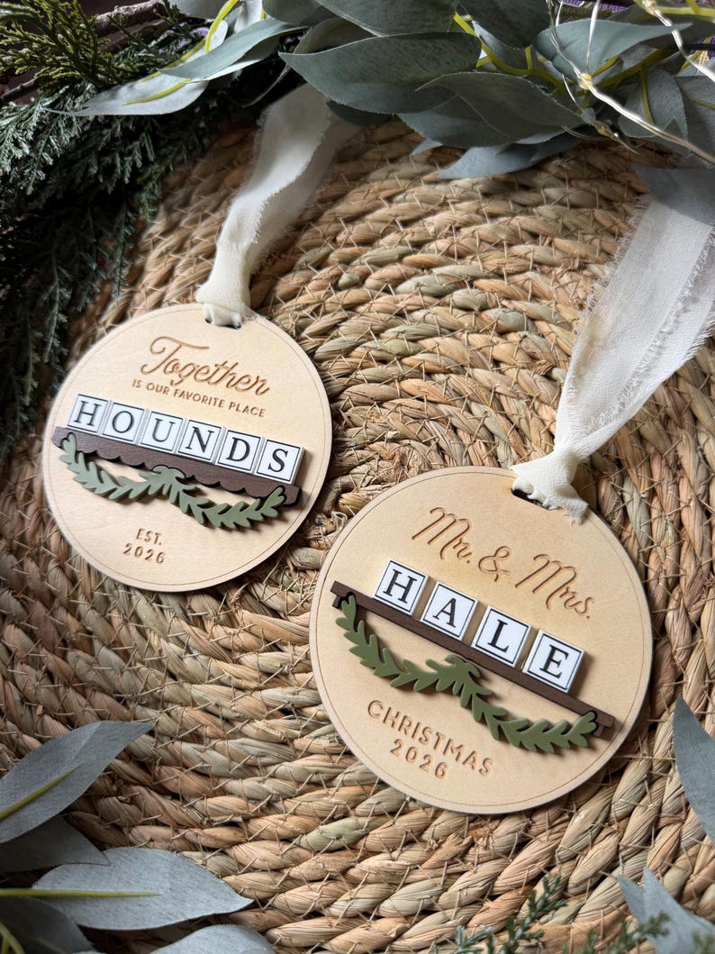 Scrabble Problem Scrabble Tile Family Christmas Ornament | Personalized Couple's ...