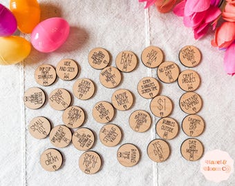 Easter Egg Reward Tokens | Engraved Wooden Tokens | Candy Free Easter Egg Fillers | Easter Basket Filler for Kids | Easter Hunt Activity