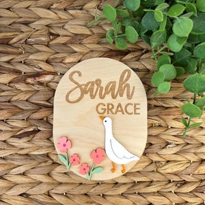 Girl Goose Name Sign | Name Plate for Hospital | Newborn Photo Prop Name Sign | Custom Name Sign Goose