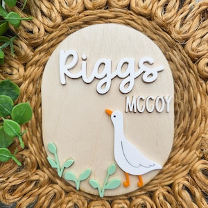Boy Goose Name Sign | Name Plate for Hospital | Newborn Photo Prop Name Sign | Custom Name Sign Goose