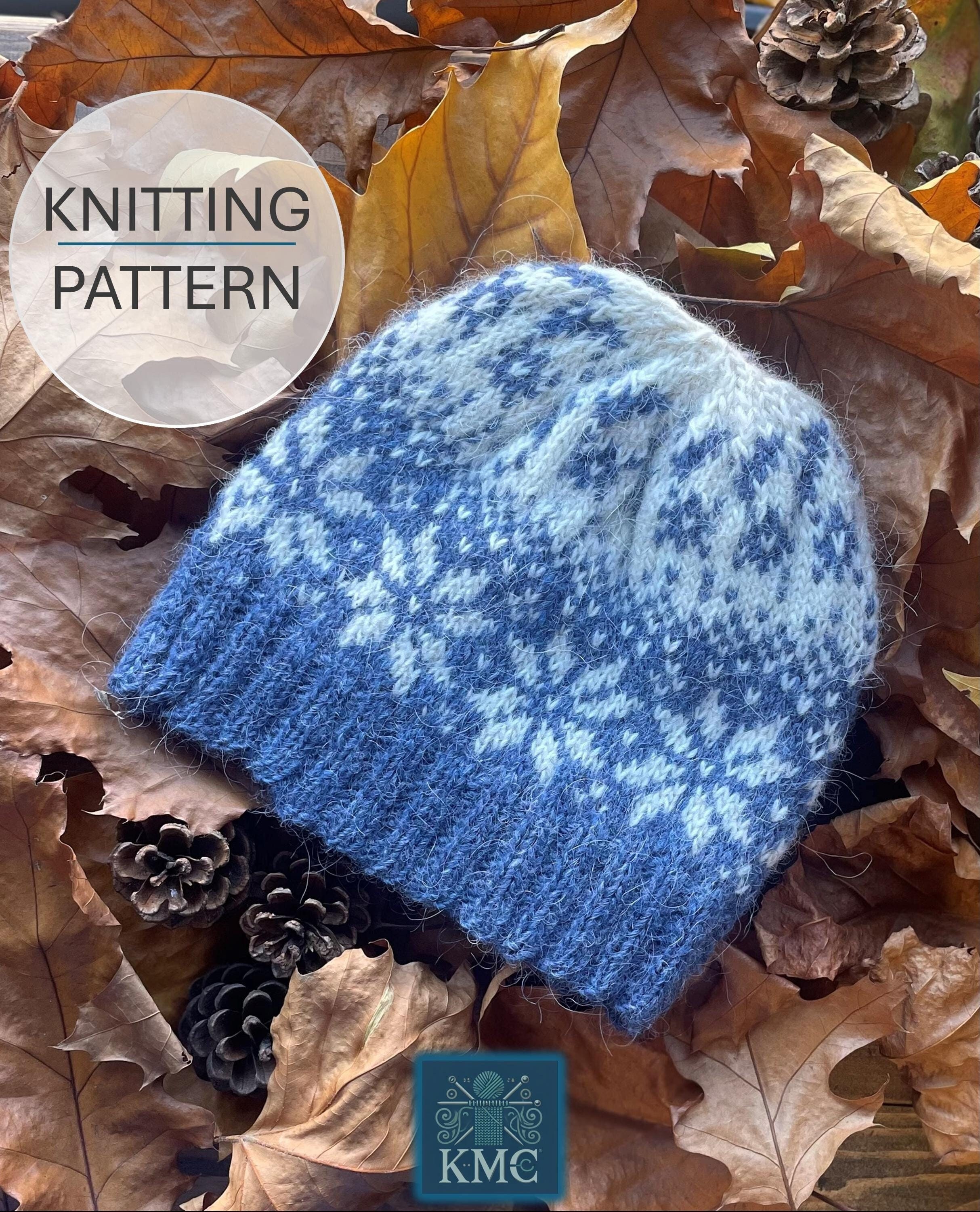 Knitted Snowy Beanie Hat Pattern, Classic Nordic Fair Isle Design