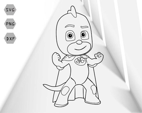 Download Gekko Outline Svg Png Dxf Pj Masks Birthday Svg Owlette Etsy