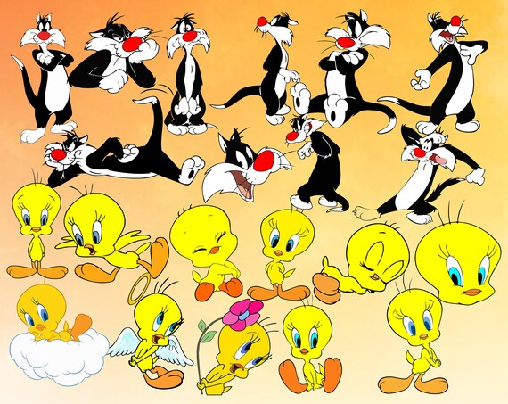 Tweety und Sylvester svg png dxf Tweety und Sylvester | Etsy