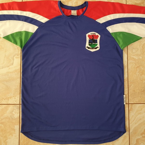 Original seltenes authentisches Gambia mit der Aufschrift G.F.A. National Fußball Trikot Jersey