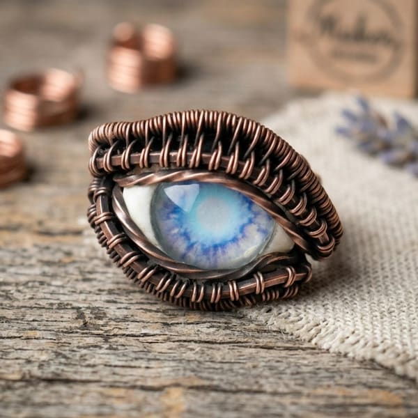 Zombie Evil Eye Copper Wire Wrapped Ring