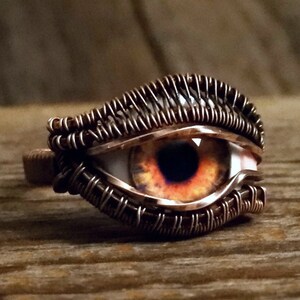 Wire Wrap Evil Eye Ring, Wire Wrap Jewelry, Unique Jewelry, Eyeball Ring, Alt Ring, Goth Jewelry